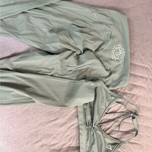 Olive Green Gymshark Leggings and Sports Bra Set